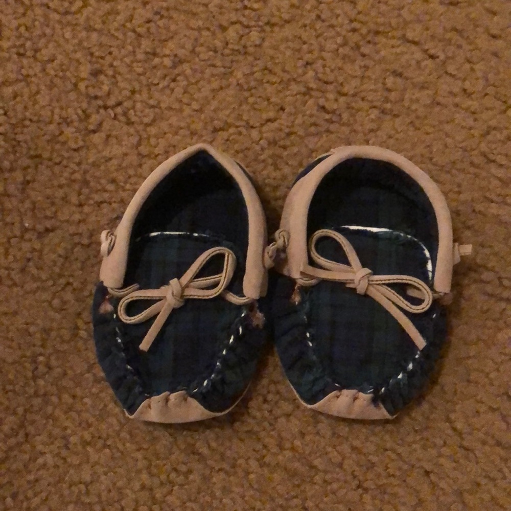 Baby Green plaid Moccasin Slippers